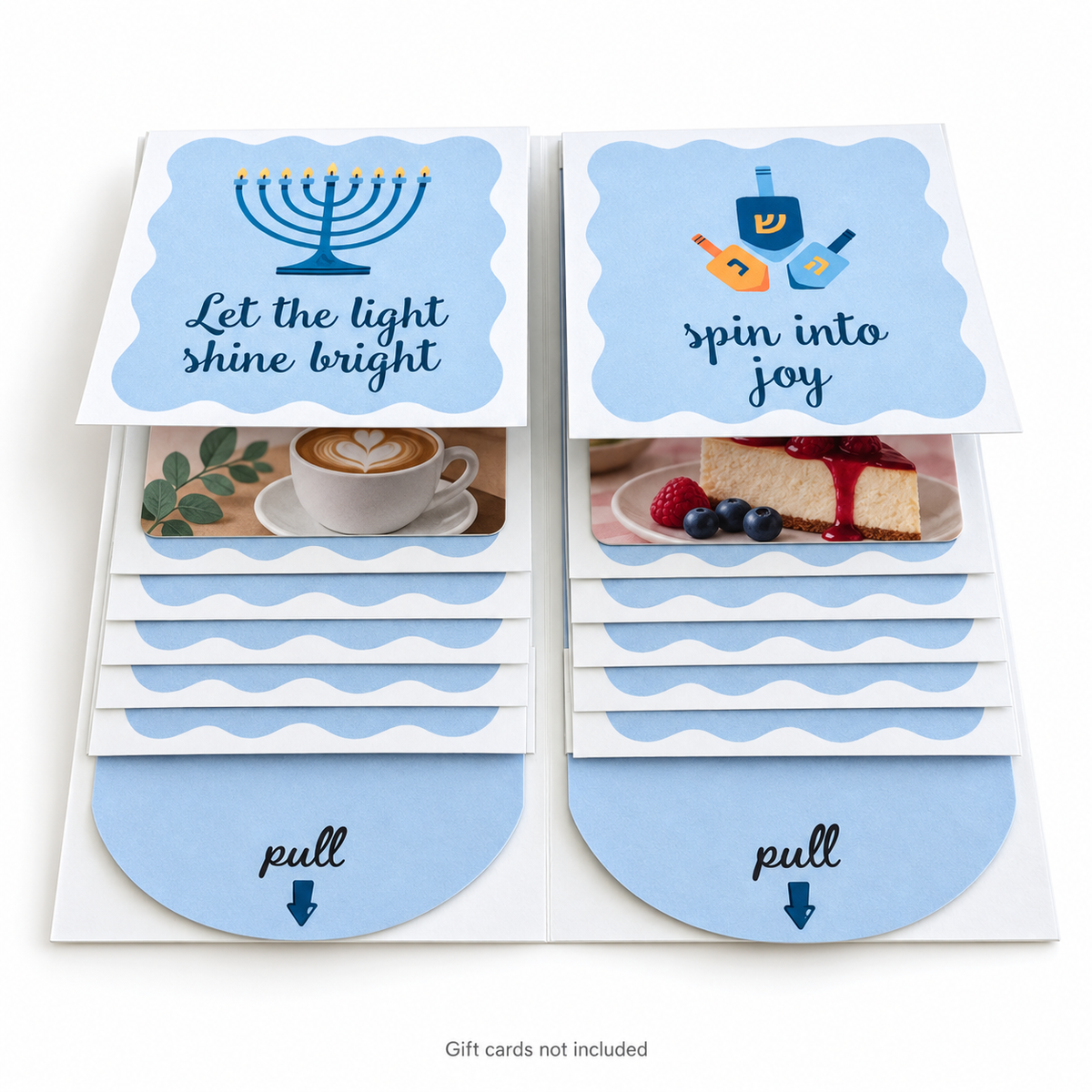 Interactive Hanukkah waterfall gift card booklet