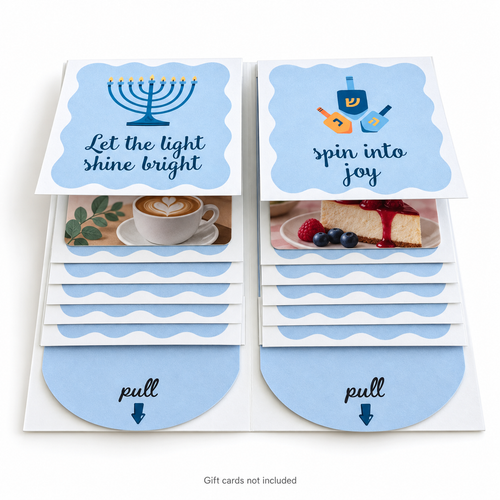 Interactive Hanukkah waterfall gift card booklet